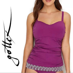 Gottex Tankini Purple Tankini  Ruched Sides 34E